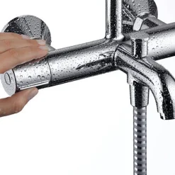 Colonne bain douche thermostatique HANSGROHE Vernis Shape 230 chromé + tablette AddStoris