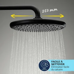 Colonne bain douche thermostatique GROHE Vitalio Start System noir mat + Tablette de douche d'angle Start Cube