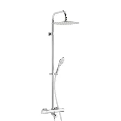 Colonne bain douche thermostatique anti-brûlure avec pomme de tête, douchette et flexible, chrome, Valentin Opium