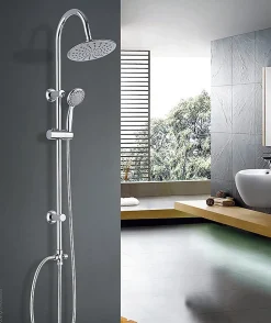 Colonne Barre de douche chromee Tête douchette 4 jets entraxe reglable
