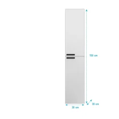 Colonne Blanche 30x30x150 cm - Bois MDF Blanc Brillant - BOX-IN