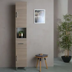 Colonne De 190 Cm Pour Salle De Bain Chêne Naturel Effet Bois Rimini