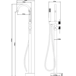 Colonne de baignoire îlot + flexible + douchette, doré brossé, GoodHome Owens