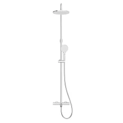 Colonne de bain/douche thermostatique avec pommeau, douchette 3 jets, flexible, barre réglable, chrome, GoodHome Anika