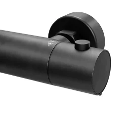 Colonne de bain/douche thermostatique avec pommeau, douchette 3 jets, flexible, barre réglable, noir, GoodHome Anika