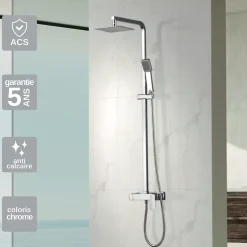 Colonne de Douche Anti-Calcaire Chrome IMEX PISA BDP048
