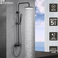 Colonne de Douche Anti-Calcaire Black Gun Métal IMEX ART BDAR025/BGM