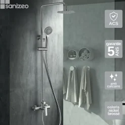 Colonne de Douche Anti-Calcaire Nickel Brossé IMEX URAL BDG040/NQ