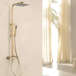 Colonne de douche avec mitigeur thermostatique LOMAZOO Estrella doré
