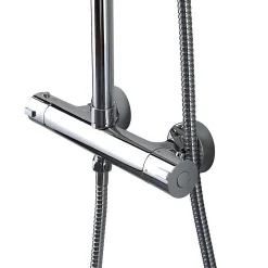 Colonne De Douche Avec Mitigeur Thermostatique, Tête De Douche Fixe Et Douchette À Main À Jet Unique