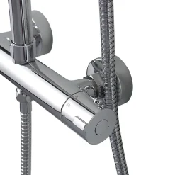 Colonne De Douche Avec Mitigeur Thermostatique, Tête De Douche Fixe Et Douchette À Main À Jet Unique
