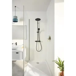 Colonne de douche avec mitigeur thermostatique - Economie d'eau - GROHE Vitalio Start System 250 - Noir Mat - 266772431