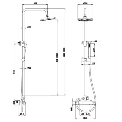 Colonne de douche avec mitigeur thermostatique LOMAZOO Pandora noir