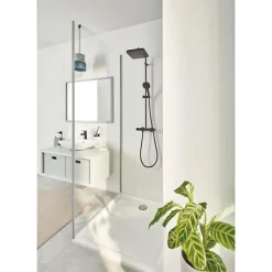 Colonne de douche avec mitigeur thermostatique - Economie d'eau - GROHE Vitalio Comfort 250 - Noir Mat - 266962431