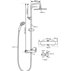 Colonne de douche avec mitigeur mécanique - noir mat - Black Roma Touch