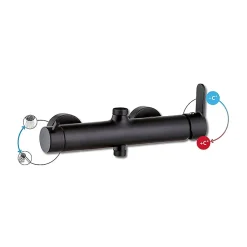 Colonne de douche avec mitigeur mécanique - noir mat - Black Roma Touch