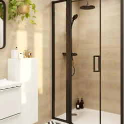 Colonne de douche avec mélangeur mécanique + douchette + flexible + barre réglable, chrome, GoodHome Etel
