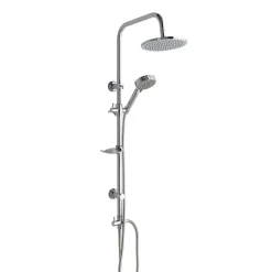 Colonne De Douche Avec Pommeau Rond Fixe Et Barre De Douche En Abs