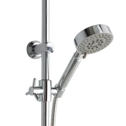 Colonne De Douche Avec Pommeau Rond Fixe Et Barre De Douche En Abs