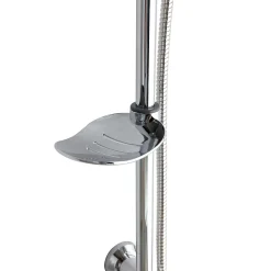 Colonne De Douche Avec Pommeau Rond Fixe Et Barre De Douche En Abs