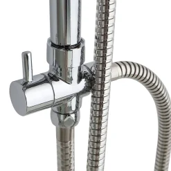 Colonne De Douche Avec Pommeau Rond Fixe Et Barre De Douche En Abs