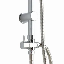 Colonne De Douche Avec Pommeau Fixe, Douchette, Porte-Savon Et Déviateur Chromé.
