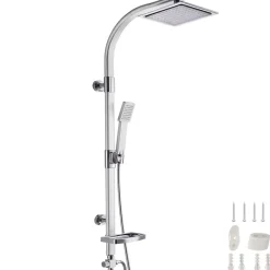 Colonne de douche avec porte savon aspect Chrome gris