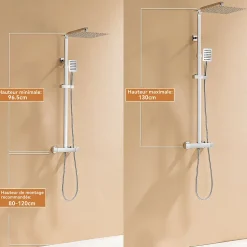 Colonne de Douche avec Robinetterie Thermostatique, Auralum max Ensemble de Douche avec pommeau + douchette
