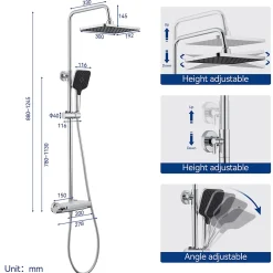 Colonne de Douche avec Robinetterie Thermostatique Lonheo max Ensemble de Douche avec Etagère, Douchette 3 jets