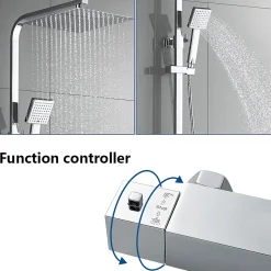 Colonne de Douche avec Robinetterie Thermostatique, Auralum max Ensemble de Douche avec pommeau + douchette + flexible