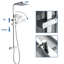 Colonne de Douche avec Robinetterie Thermostatique, Auralum max Ensemble de Douche avec pommeau + douchette + flexible