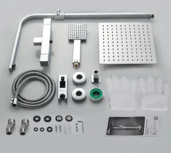 Colonne de Douche avec Robinetterie Thermostatique, Auralum max Ensemble de Douche avec pommeau + douchette + flexible