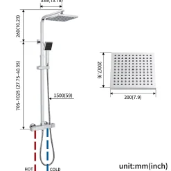 Colonne de Douche avec Robinetterie Thermostatique, Auralum max Ensemble de Douche avec pommeau + douchette