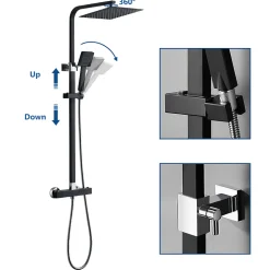 Colonne de Douche avec Robinetterie Thermostatique, Auralum max Ensemble de Douche avec pommeau + douchette + flexible