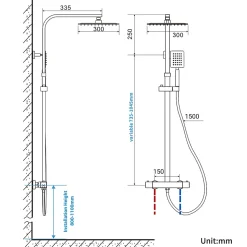 Colonne de Douche avec Robinetterie Thermostatique, Auralum max Ensemble de Douche avec pommeau + douchette