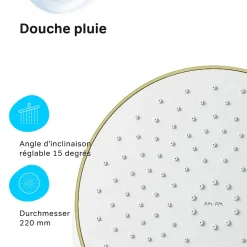 Colonne de douche baignoire thermostatique Système de douche avec mitigeur thermostatique, doré, F07XA499 X-Joy AM.PM
