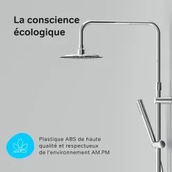 Colonne de douche baignoire sans robinet, Système de douche, Barre de douche Chromé, Spike F07PA000 AM PM