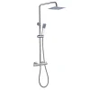 Colonne de douche carrée extra-longue VERARA, 100-150 cm, finition chrome poli, en laiton Kibath