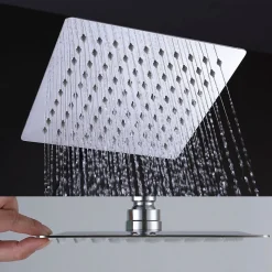 Colonne de douche carrée extra-longue VERARA, 100-150 cm, finition chrome poli, en laiton Kibath