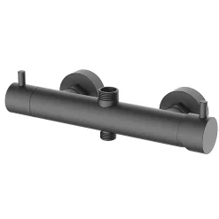 Colonne de douche carrée monocommande GUN METAL finition graphite/anthracite mat en laiton Kibath