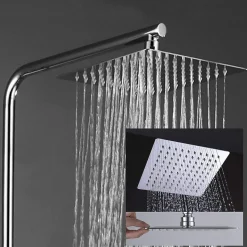 Colonne de douche carrée monocommande DUA, 79-125 cm, finition chrome poli, en laiton Kibath