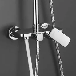 Colonne de douche carrée monocommande DUA, 79-125 cm, finition chrome poli, en laiton Kibath