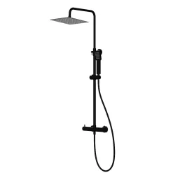 Colonne de douche carrée monocommande TOR avec finition NOIR mat en laiton Kibath
