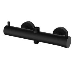 Colonne de douche carrée monocommande TOR avec finition NOIR mat en laiton Kibath