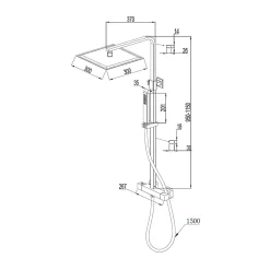 Colonne de douche carrée thermostatique or brossé Essebagno Square II