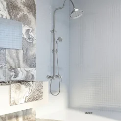 Colonne de douche chromé rétro mitigeur mécanique Essebagno Leeds 2