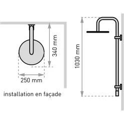 Colonne de douche classique à raccorder sur robinetterie avec pomme de tête, douchette et flexible, chrome Valentin Classic