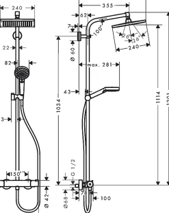 Colonne de douche Crometta E 240 chromé HANSGROHE 27271000