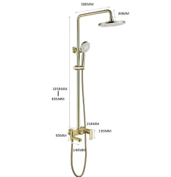 COLONNE DE DOUCHE DORÉE BROSSÉE (OR MAT) SC008 COLLECTION SCAMANDRE