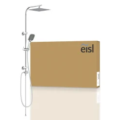Colonne de douche EASY DELUXE chromé avec pommeau de douche effet pluie - raclette incluse